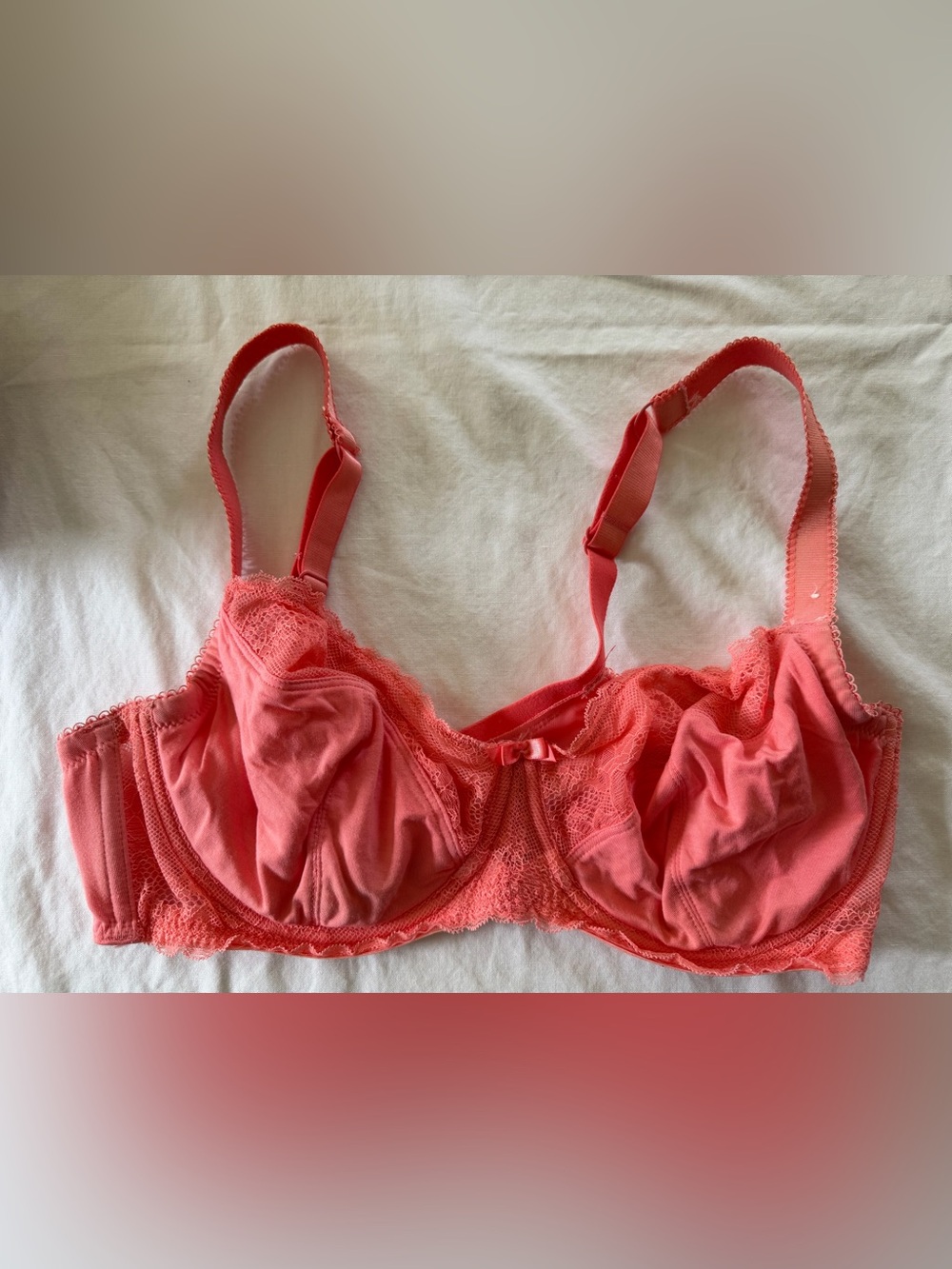 Lace Underwire Bra in Coral Pink with Adjustable Straps